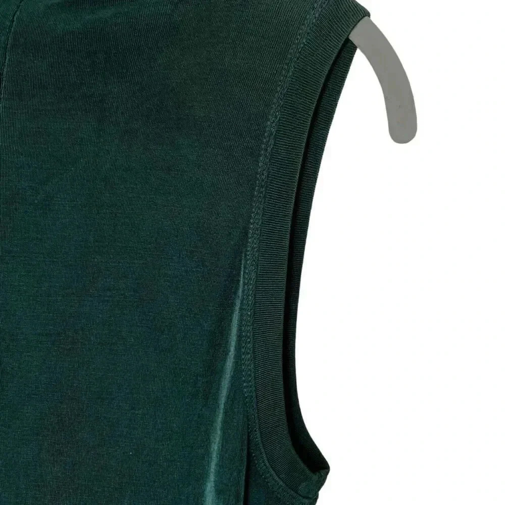 Vintage 90s Stretch Vest Sleeveless Cardigan Womens Size Small Dark Green Button - Picture 3 of 6